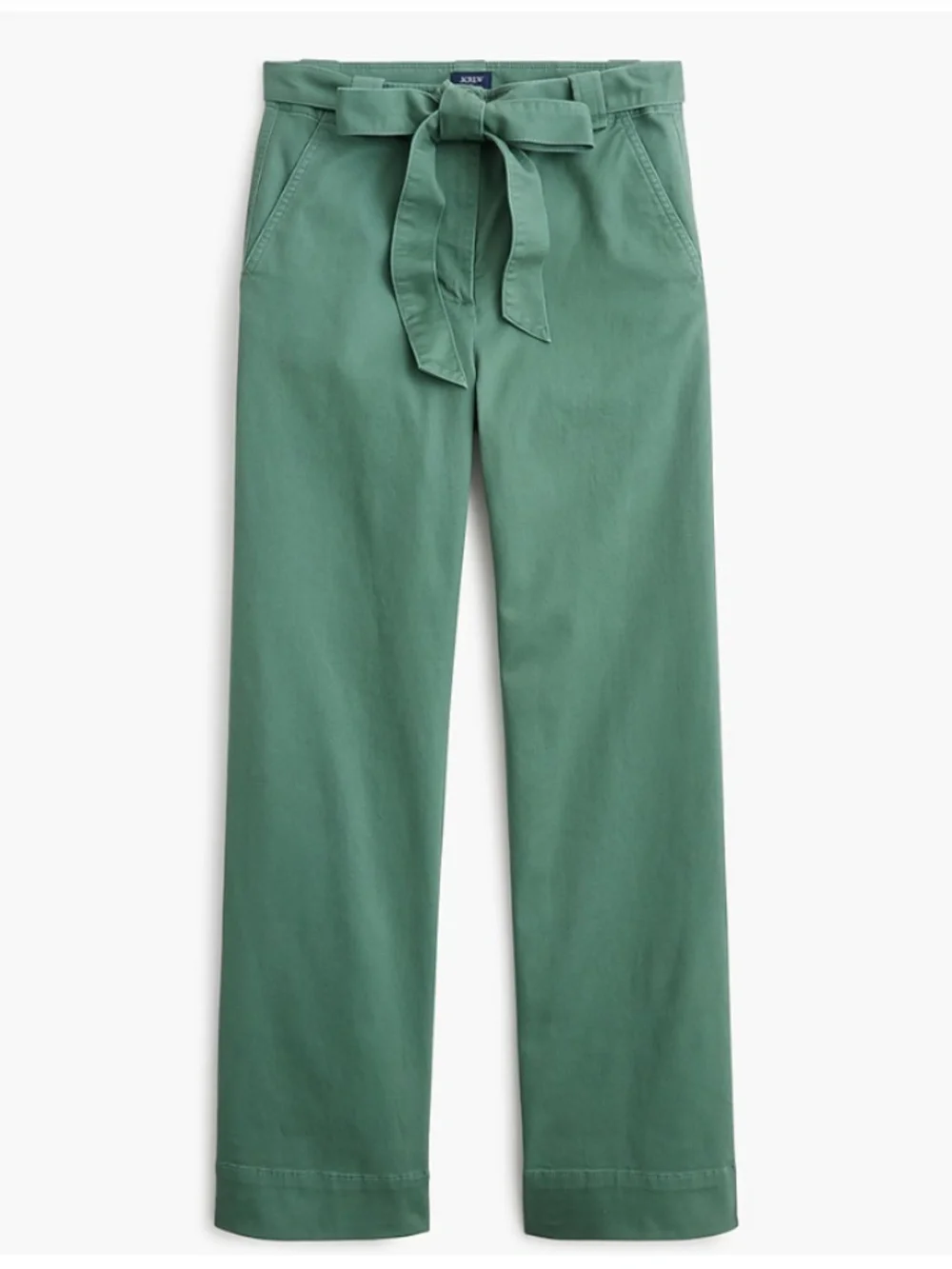 J.Crew Chambray Wide-Leg Cropped Tie-Waist Pants Teal Aqua - Size 12